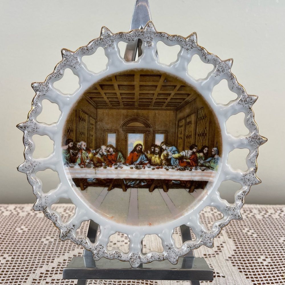 Vintage The Last Super Religious scene on circular wall plate |ESD JAPAN-NE6045